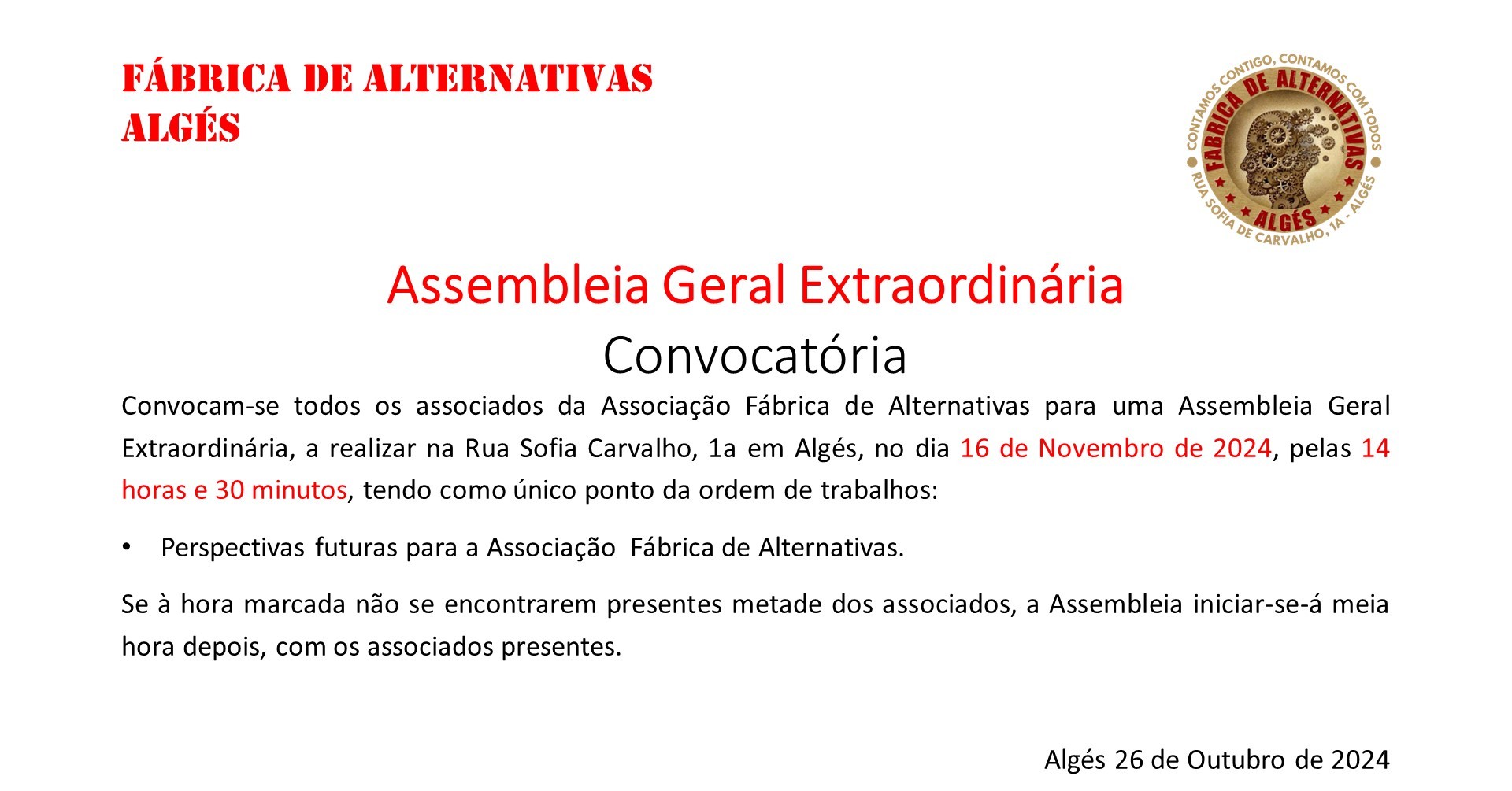 Assembleia Geral Extraordinária - Convocatória